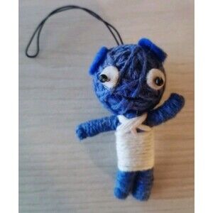 Yarn Voodoo Doll Blue White String Doll Mummy Bag Hanger Keychain Google Eyes